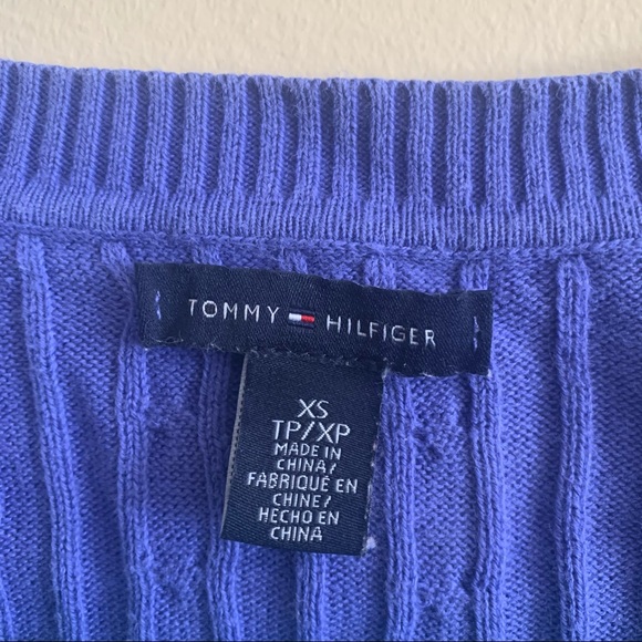 Purple-Blue Tommy Hilfiger Knit V Neck Sweater - Picture 5 of 5